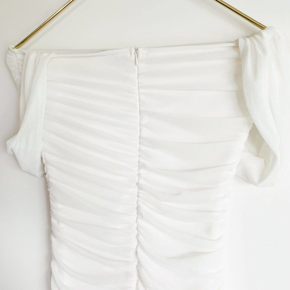 Sexy Ivory Ruched Draped Chiffon Dress - the price reflects that this is a copy - Picture 10 of 12